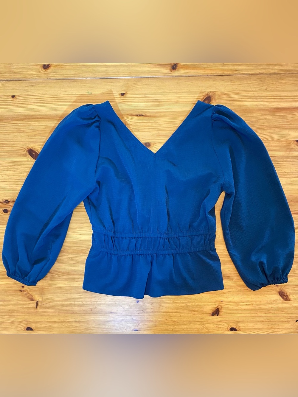NWOT Madewell Seersucker V-Neck Peplum Renaissance Craftsman Blue Size Small - Picture 9 of 13